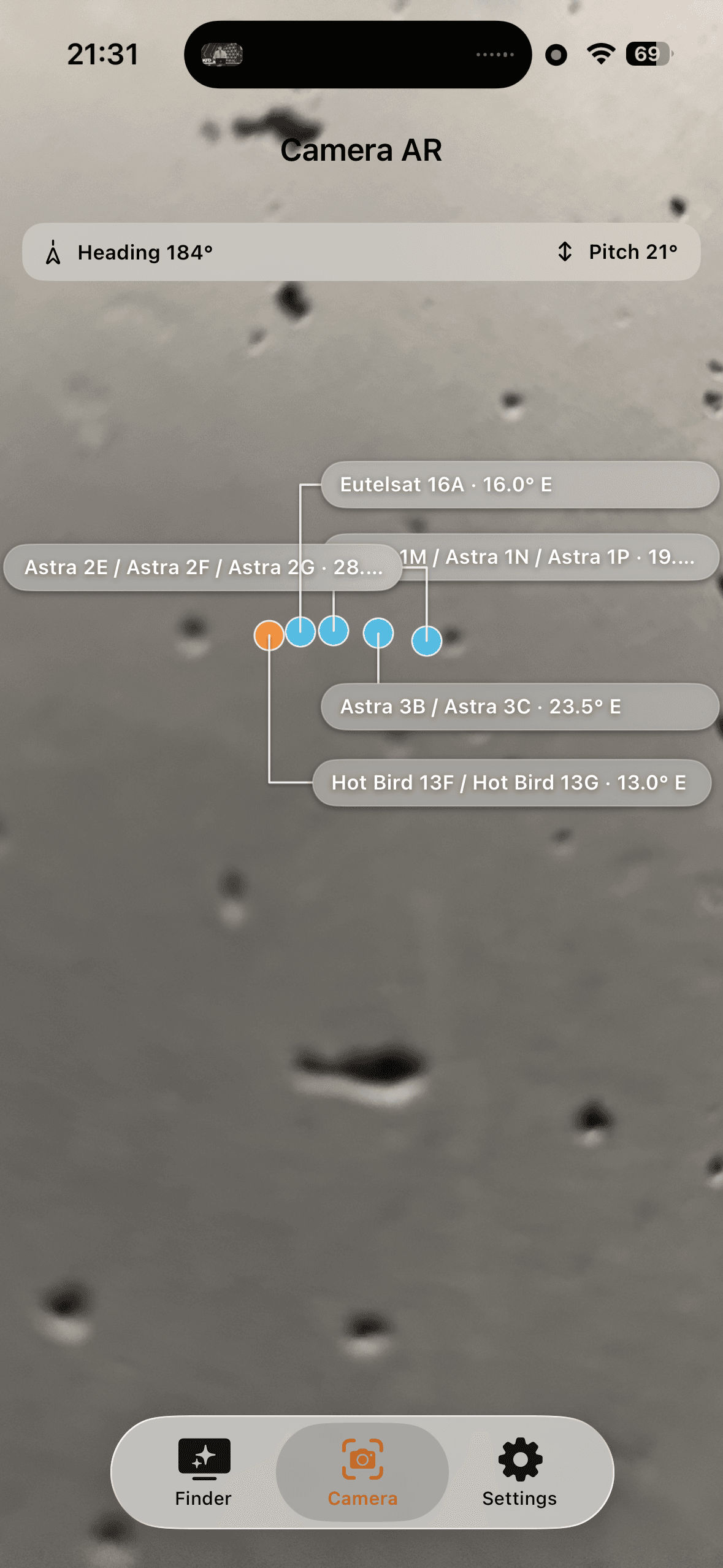 DVB-S Finder live compass preview